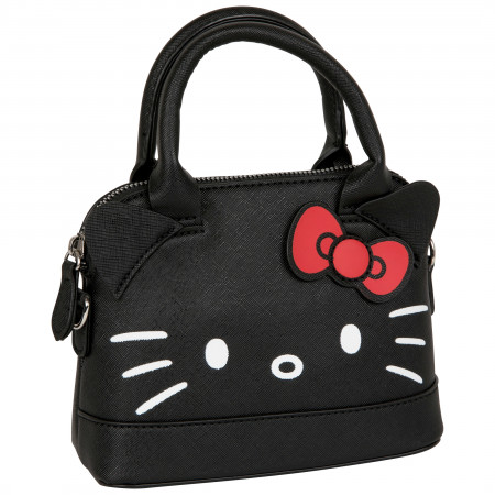 Hello Kitty ブラックショルダーバッグ Hello Kitty Black Leather Hand Bag with Detachable Long Strap